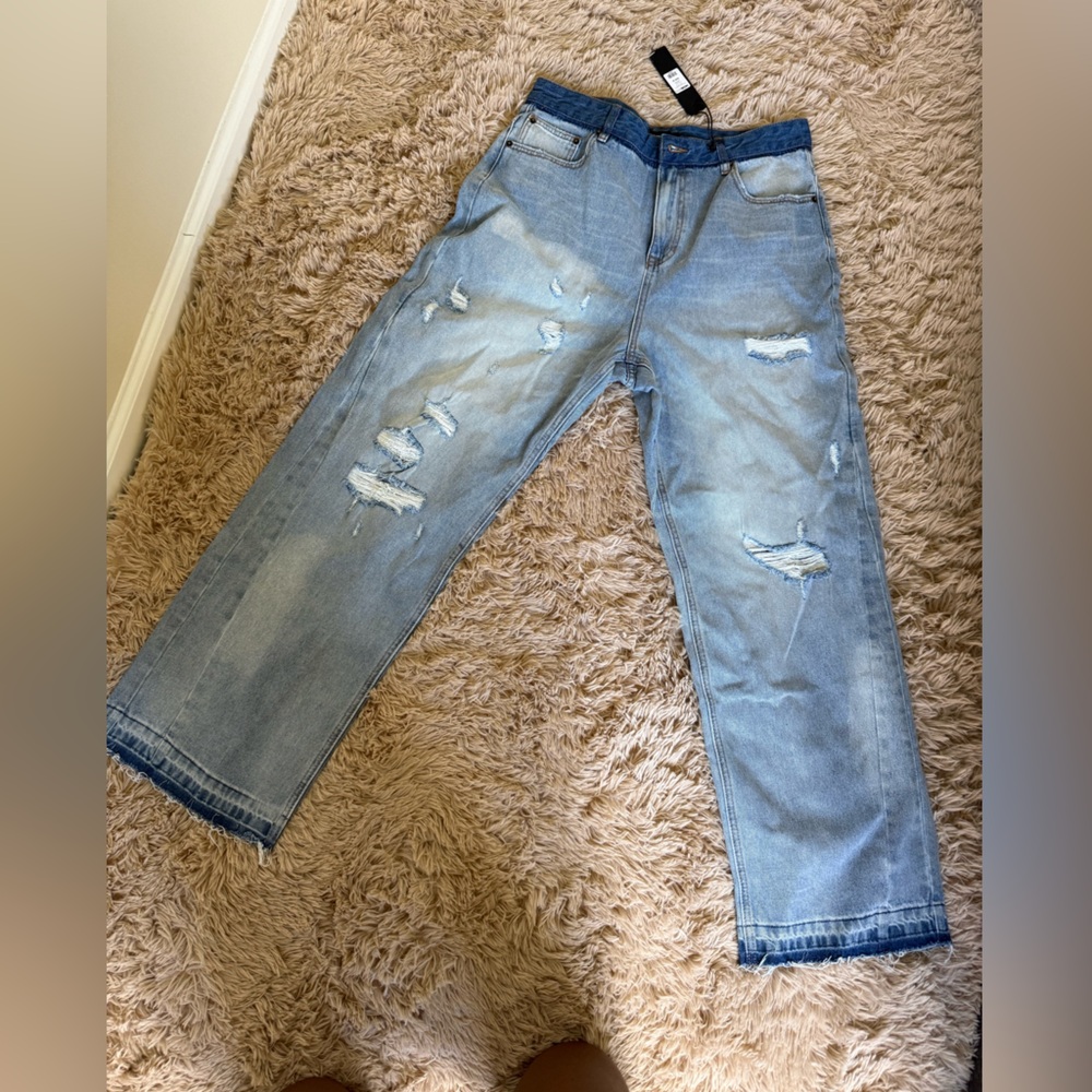Fashion Nova Light Blue Distressed Jeans